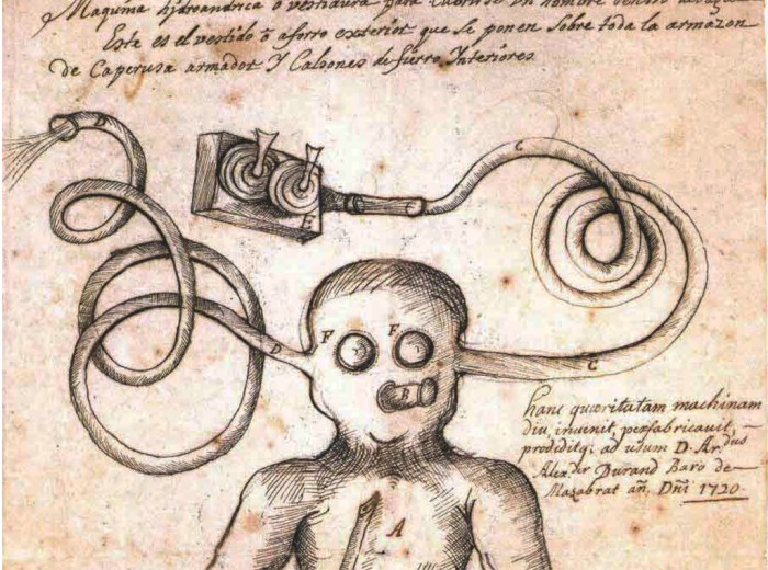 Das sieht nach einer doppelten Balgpumpe aus.  Die Bälge sind rund. . . . Werden sie mit Pedalen betätigt?