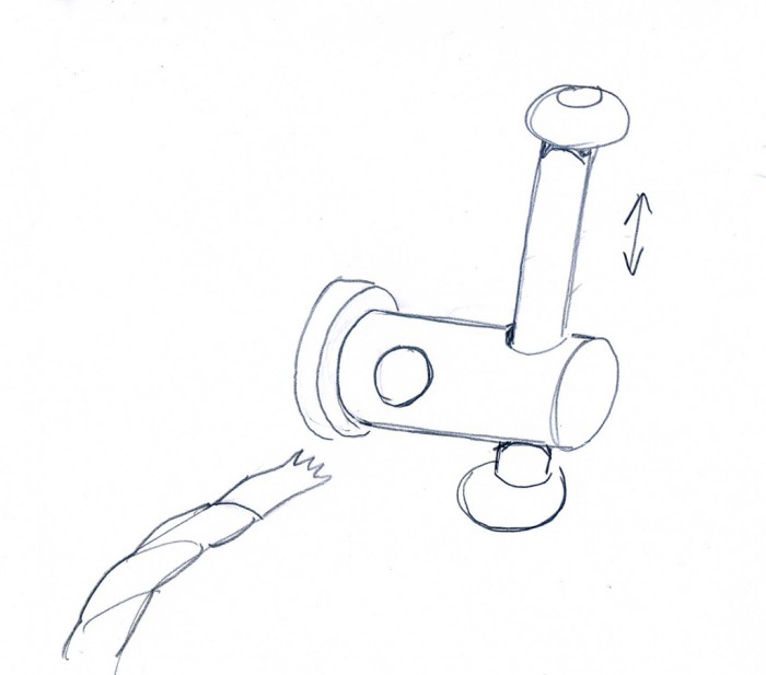 Schnurspanner 1.jpg (207.52 KiB) 43668 mal betrachtet Durch das Loch links wird die Spannschnur gezogen. Mit dem kleinen beweglichen Klöppel wird die Schnur unter Zug ein oder zwei Umdrehungen um den Spanner gewickelt.