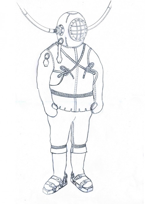 img177 ##.jpg (313.07 KiB) 44123 mal betrachtet So wird unser Nachbau über Wasser aussehen. Hier erstmal mit zwei Luftablässen.<br />Jener auf der Schulter könnte auch rechts daneben auf der Brust montiert sein.